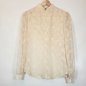 Vintage Langtry Ivory Sheer Victorian Flowy Blouse
